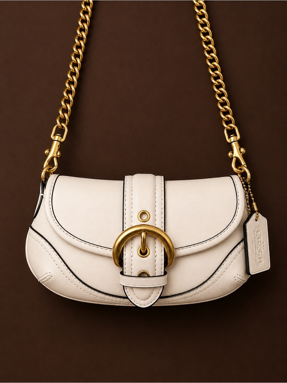 Authentic Coach Mini Soho Flap Shoulder Bag – Chalk/Ivory – Nwithouttag